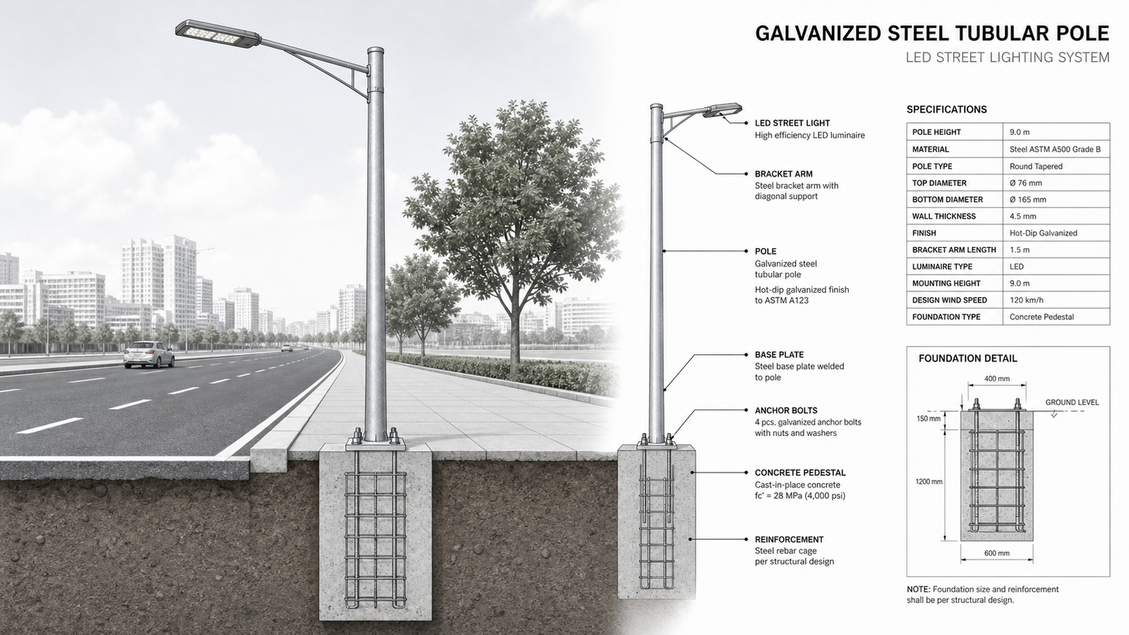 Steel Tubular Pole manufacturer in Udaipur &mdash; Auroguard